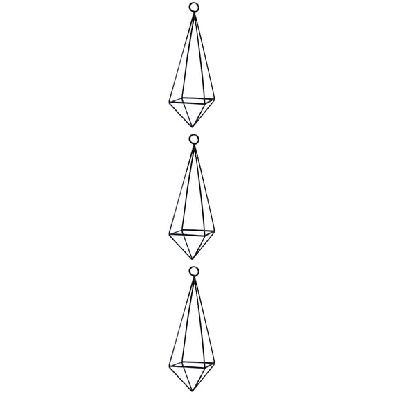 MLINS 3 pcs Metal Hanging Flower Rack Wall Ornament Plant Display Rack for Home (Black)