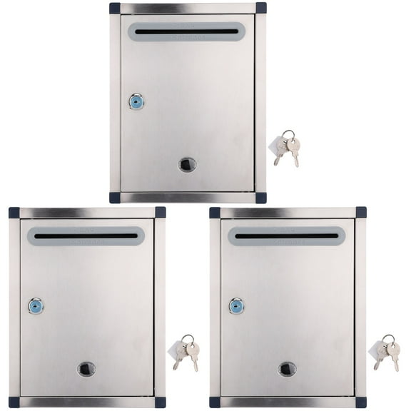 MLINS 3 pcs Rust-proof Letter Box Creative Letter Box Stainless Steel Mailbox Wall Mount Letter Box