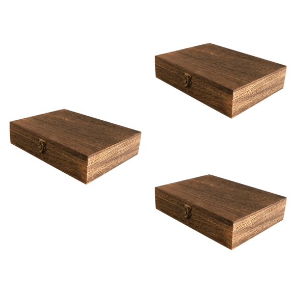 MLINS 3-Piece Wooden Storage Boxes with Lock, Organizer Containers for Home, Office, and Small Item Storage