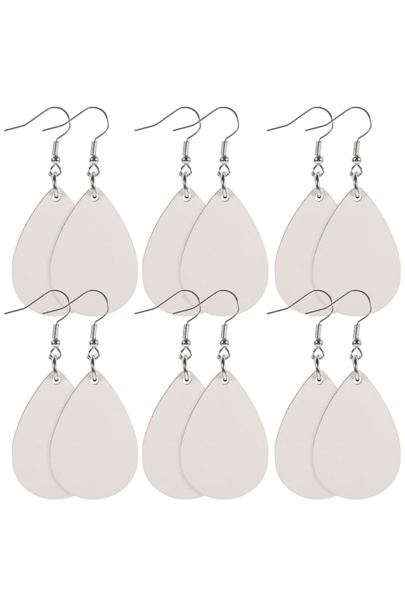 30Pcs Bulk Sublimation Earring Blanks Beige Wood and Iron Material DIY Crafting Decoration