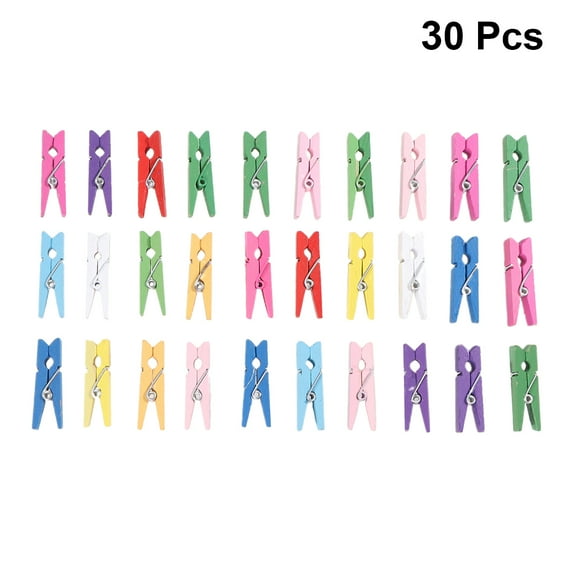 PTOOTP Wooden Photo Clips Multi-Function Clothes Pegs for Decoration and Collage 30Pcs