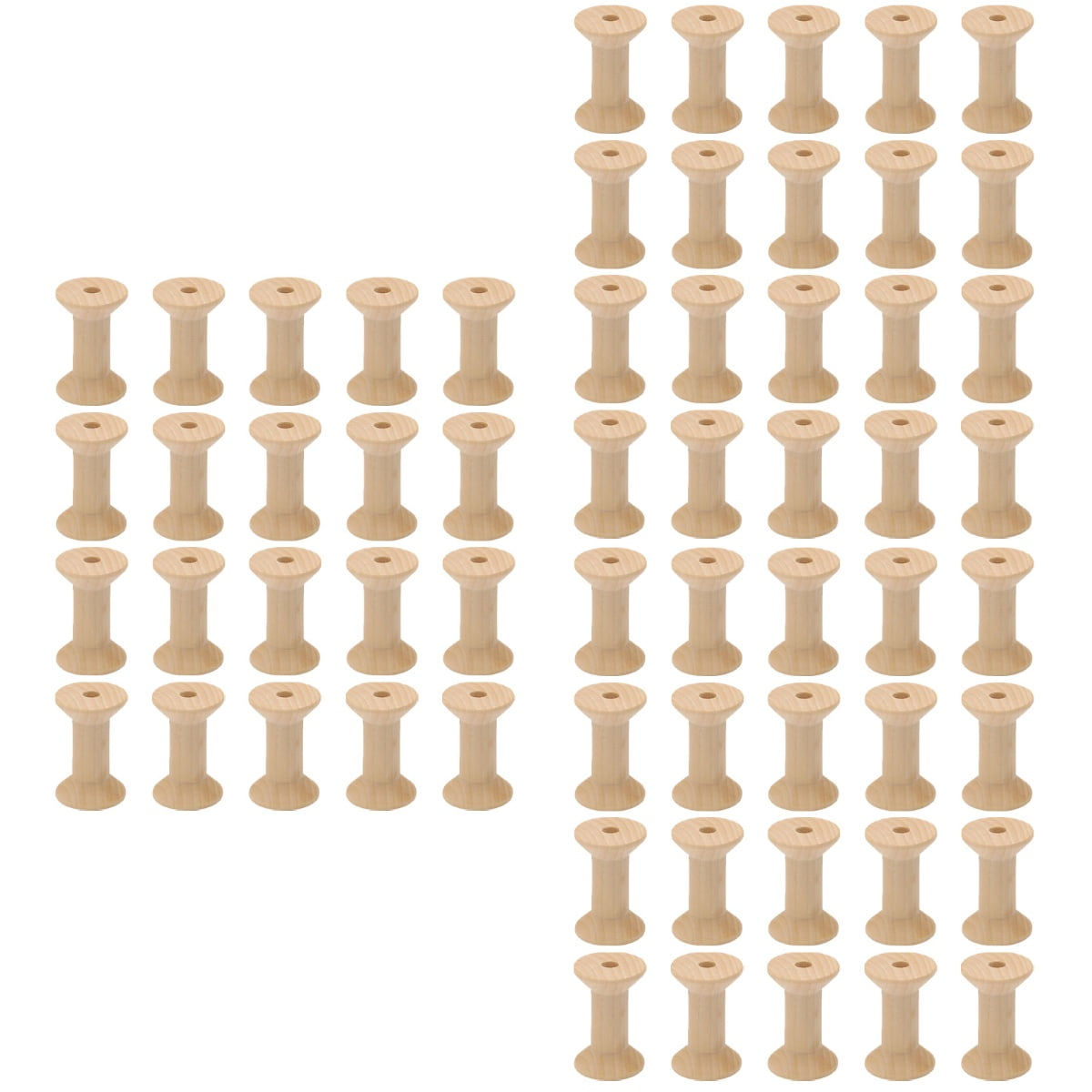 MLINS 300 PCS Unfinished Wooden Thread Spools Weaving Bobbins Empty ...