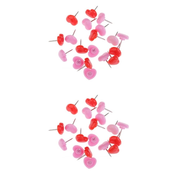 MLINS 300 pcs  Heart-shaped Map Pin Small Fresh Round Head Press Nail Color Photos Decorative Wall Nails Assorted Red Pink