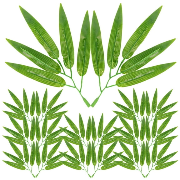 PTOOTP Light Green Artificial Bamboo Leaves Realistic Fake Leaves for Decor