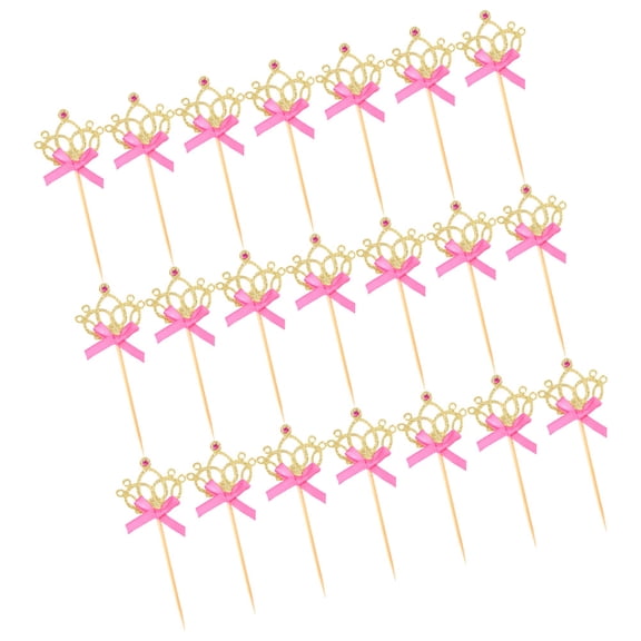 MLINS 36pcs Glitter Paper Crown Cake Toppers for Decoration Birthday Party Supplies Fruit Picks
