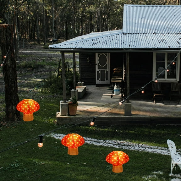 MLINS 3Pcs Mushroom Shape Lantern 3D Hanging Lanterns Party Scene Layout Decors