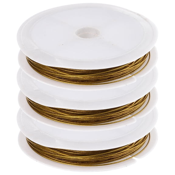 HEALEEP Jewelry Wires Golden Steel Wire 3 Rolls 118X0.03In