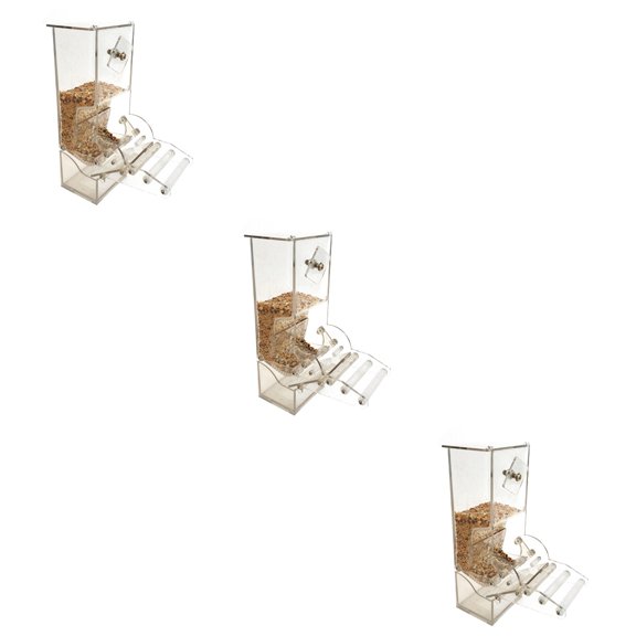 MLINS 3pcs Acrylic Parrot Feeding Case Automatical Bird Feeder Box Parrot Cage Accessory