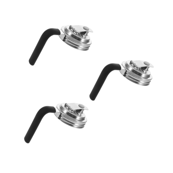 FENGGUIQU Stainless Steel Wide Mouth Jar Lids with Handle and Straw Hole, Leakproof, Easy to Clean, Black, Set of 3