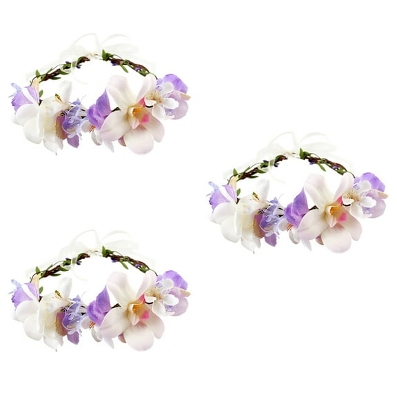 MLINS 3pcs Bohemia Style Wedding Flower Headband Floral Crown Garland Headpiece for Wedding Party