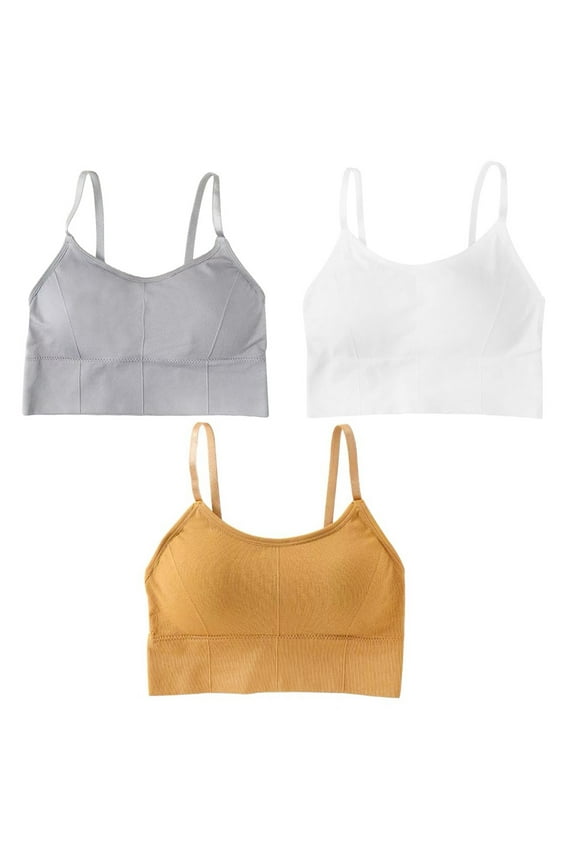 MLINS 3pcs Breathable Sports Bras Seamless Bras High Impact Stretchy Fitness Underwear for Yoga Gym Workout Fitness (Average Size, White, Yellow and Grey Each 1PC)