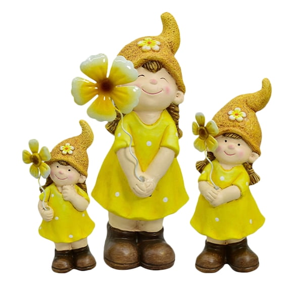 MLINS 3pcs Charming Girl Figurine Tabletop Cute Girl Decor Pottery Crafts