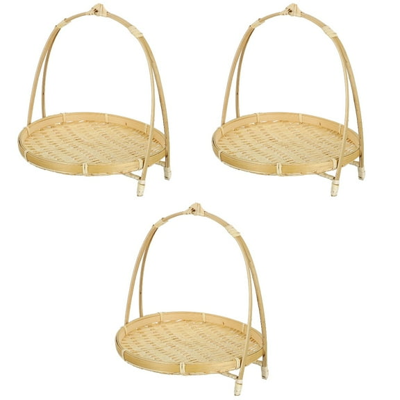 MLINS 3pcs Creative Bamboo Woven Food Storage Basket Dessert Fruit Storage Organizer