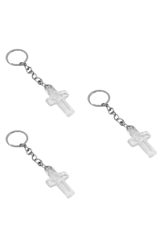 3pcs Creative Key Holder Crystal Cross Design Key Ring Key Chain Decor Wedding Gift