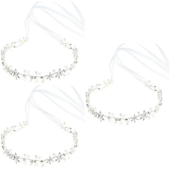 MLINS 3pcs Elegant Pearl Waist Belt Wedding Dress Belt Rhinestone Waistband for Bride