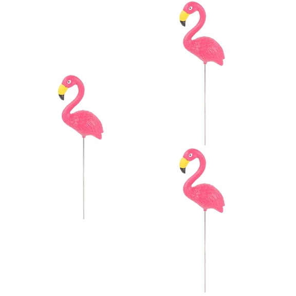 MLINS 3pcs Flamingo Yard Decoration Garden Resin Flamingo Insert Ornament Flamingo Craft