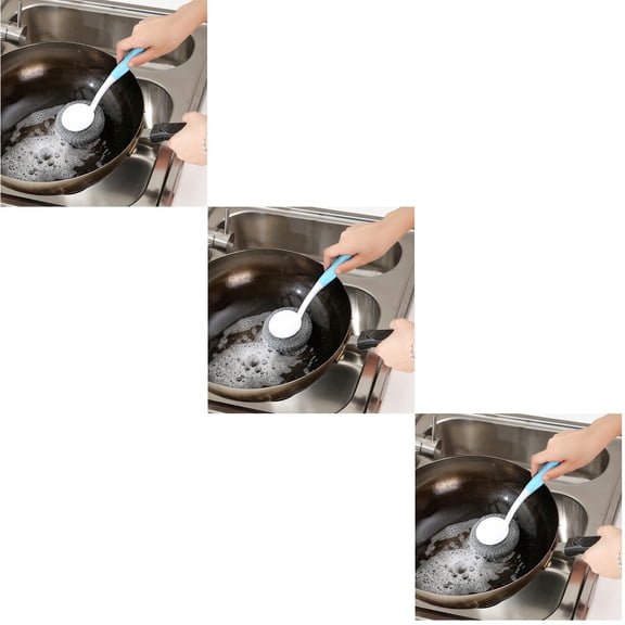 MLINS 3-Pack Wire Handle Scrub Brushes for Dishwashing and Kitchen Cleaning - Scouring Scrubbers