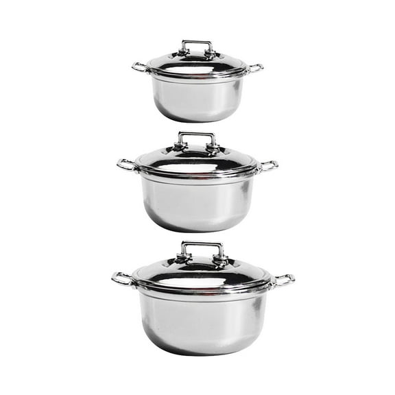 MLINS 3pcs Kids' Play House Toy Size Soup Pot Imitation Stockpot (Silver)