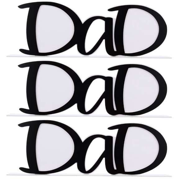 DINHEAROM Letter Shape Photo Frame Black Acrylic Dad Gift for Decor 3Pcs