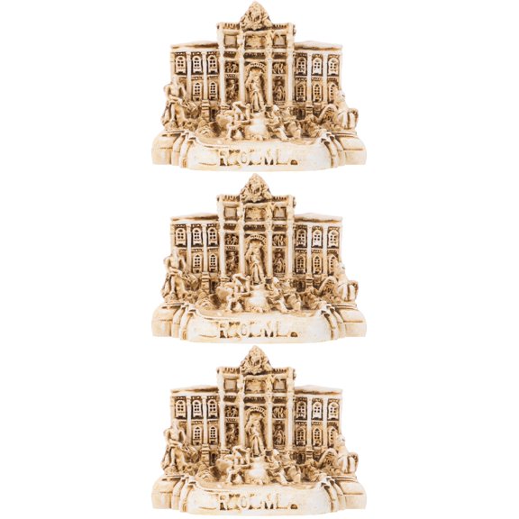 MLINS 3pcs Mini Resin Trevi Fountain Church Simulation Miniature Trevi Fountain Church Travel Gift