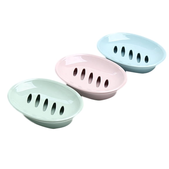 MLINS 3pcs Oval Soap Dish Leachate Tray Drain Soap Box Holder for Shower Room Bathroom Kitchen