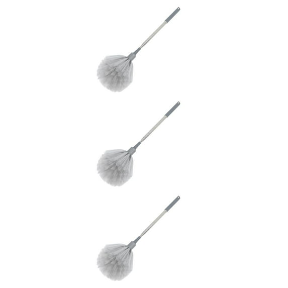 MLINS 3pcs Telescopic Duster With Extension Pole Ceiling Fan Cleaner High Ceiling Duster For Cobwebs And Dust Reusable And Washable For Home Cleaning Gray