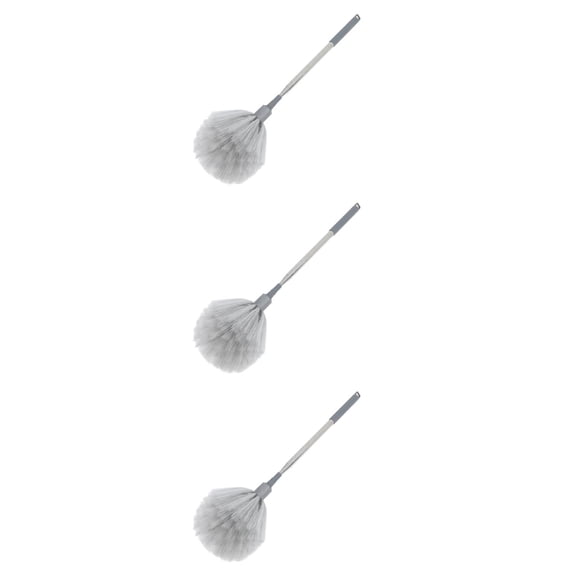 MLINS 3pcs Telescopic Duster With Extension Pole Ceiling Fan Cleaner High Ceiling Duster For Cobwebs And Dust Reusable And Washable For Home Cleaning Gray