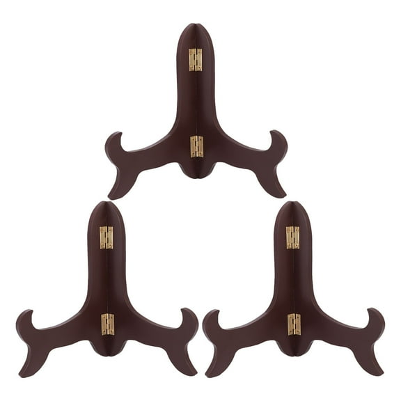 FENGGUIQU Wood Picture Stand Wooden Plate Display Stand Light Brown 3Pcs For Home Decoration