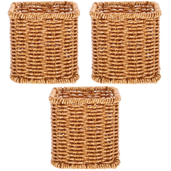 MLINS 3pcs Woven Stationery Organizer Pen Storage Container Pencil Cup Desktop Pencil Holder
