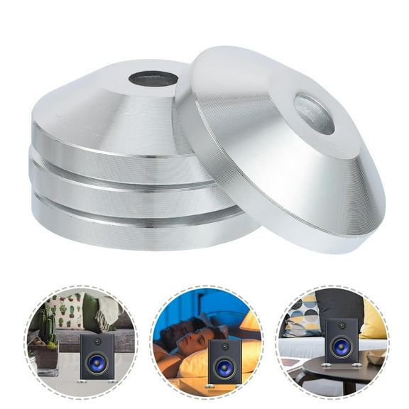 MLINS 4 PCS Speaker Decoupling Feet Speaker Mount Speaker Spike Pad 8X8CM Silver