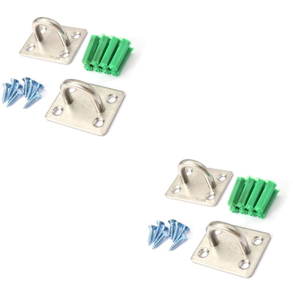MLINS 4 PCS  Stainless Steel U Shaped Ceiling Hooks with Accessories - Size Medium (Silver)