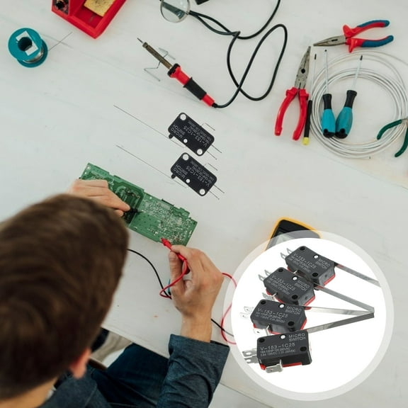 MLINS 4 PCS Waterproof Momentary Push Button 2 Long Hinge Lever Micro Switch