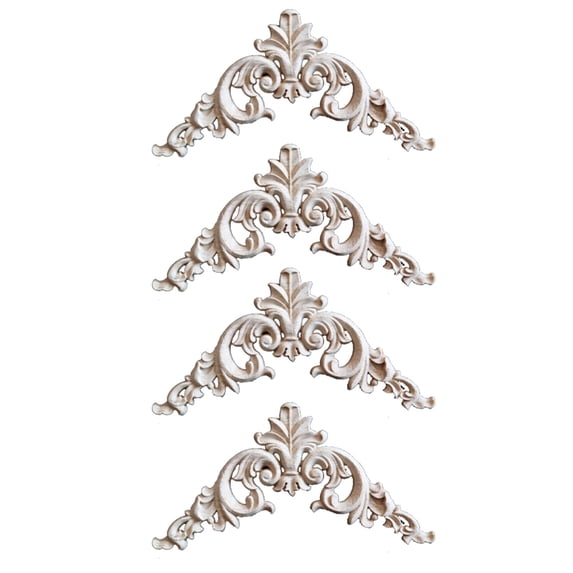 MLINS 4 PCS Wood Applique Unpainted Frames Furniture Transfers Rub Vintage Wall Decals Frat