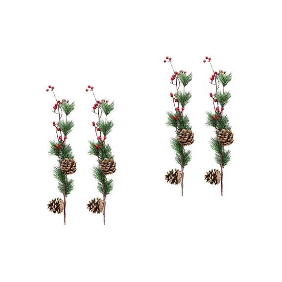 MLINS 4 Pcs Artificial Pine Cones Stems Berry Stems Picks Christmas Ornament