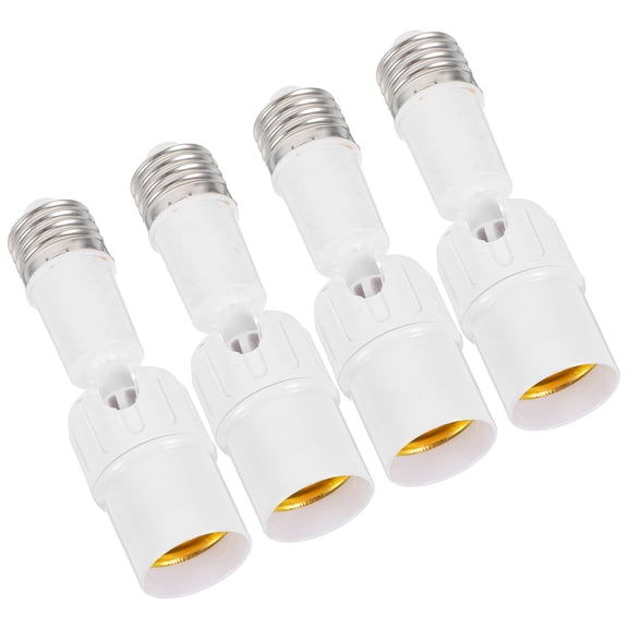 White ABS Light Bulb Extender Socket Adapter for Home Use with 4 Pieces Universal E27 Base