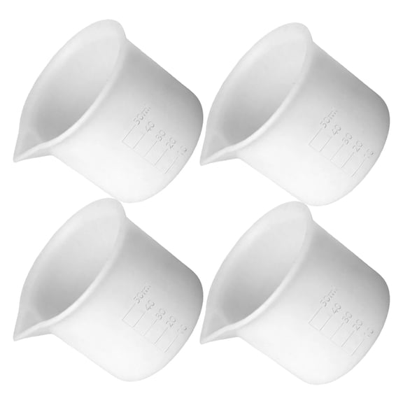 YUYUETIME 4Pcs Silicone Measuring Cups White Heat Resistant for DIY Resin Jewelry Making Precise Liquid Mixing