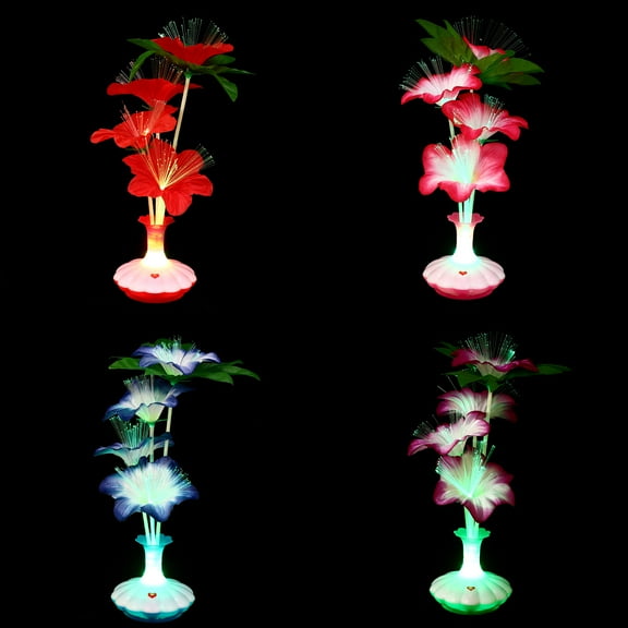 MLINS  4 Pcs Fiber Optic Flower Vase Lamp Artificial Decoration Child