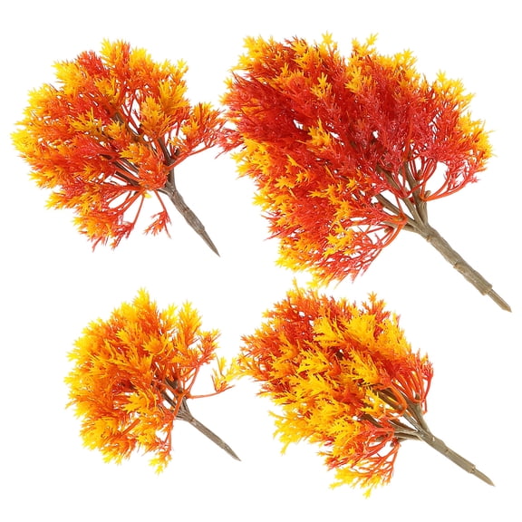 MLINS 4 Pcs Garden Plastic Maple Model Layout Props Scenery DIY Handmade Landscape Material Mini Maple Tree Model Orange (19cm, 15cm, 13cm, 10cm Style)