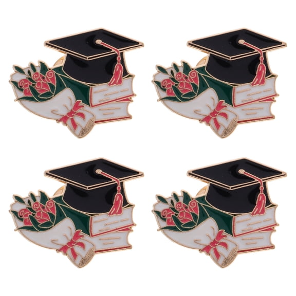 YUYUETIME Assorted Color Graduation Cap Brooch Pin Set Metal Zinc Alloy Badge for Graduates Home Use 4pcs