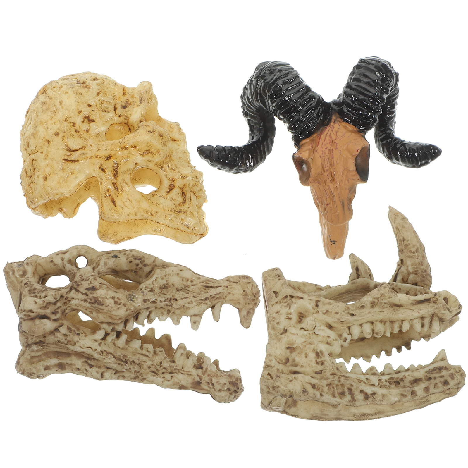 MLINS 4 Pcs Kit Fish Dollhouse Animal Skull Wall Decor DIY Decoration