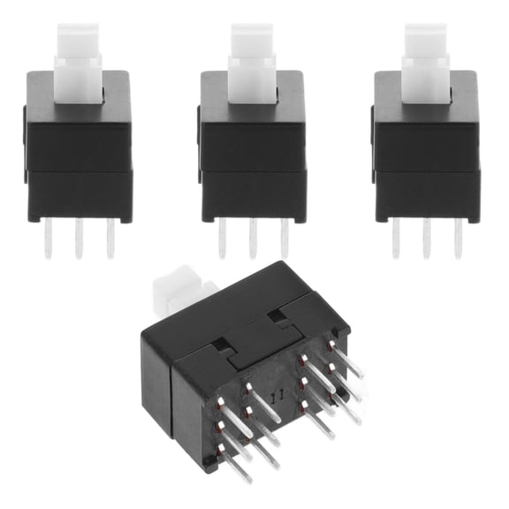 FELTECHELECTR 4Pcs Self-Locking Switch Button Black Plastic Metal Sturdy for Home Use