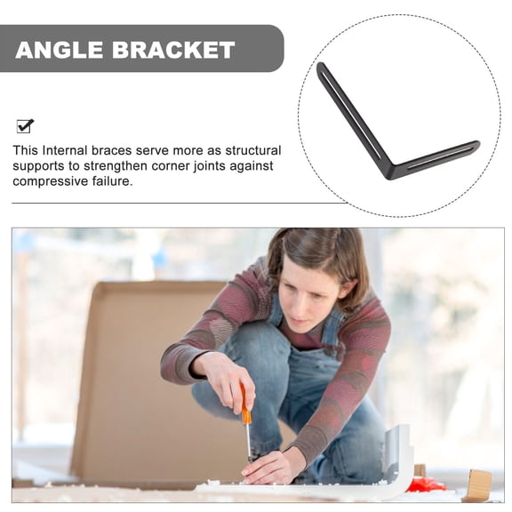 MLINS 4 Pcs L-shape Corner Brace with Slot Brackets Wall for Shelves Slotted Black