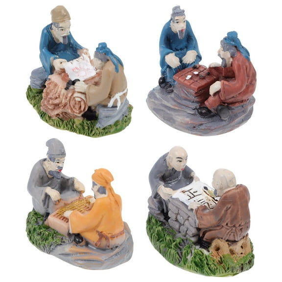 MLINS 4 Pcs Miniature Small Figure Models Trustworthy Mini Figure Decor Man 4.5X5.5CM