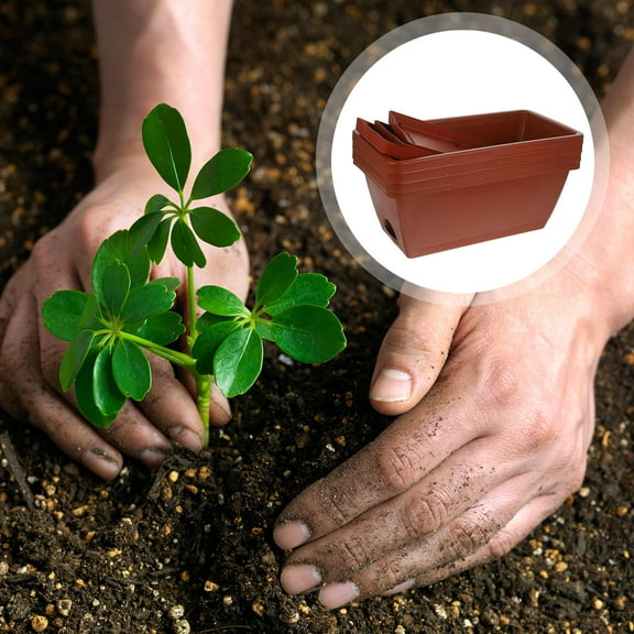 HEALEEP Plastic Vegetable Flower Planters Brick Red 4Pcs 14.0x6.7x5.5In