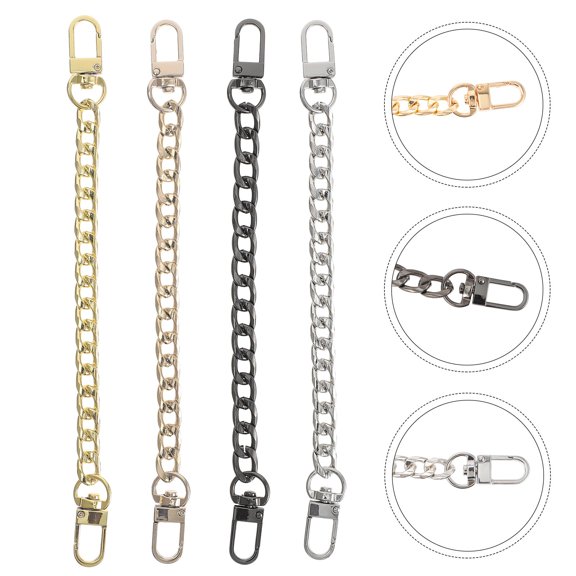 YUYUETIME 4Pcs Durable Metal Bag Chains Assorted Color Stylish Handbag Flat Straps Replacement Decorative Bag Chains