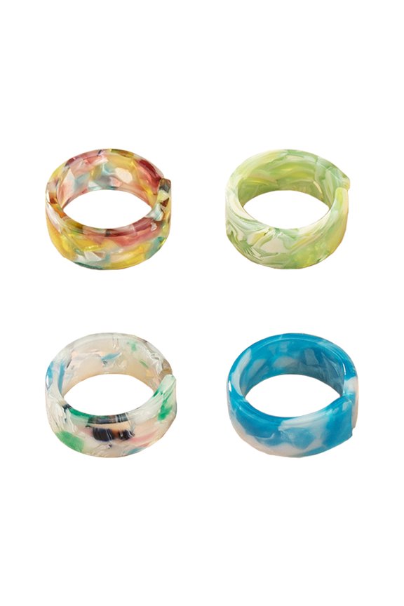 Aesthetic Rings Rainbow Mixed White 4Pcs 0.8x0.8in