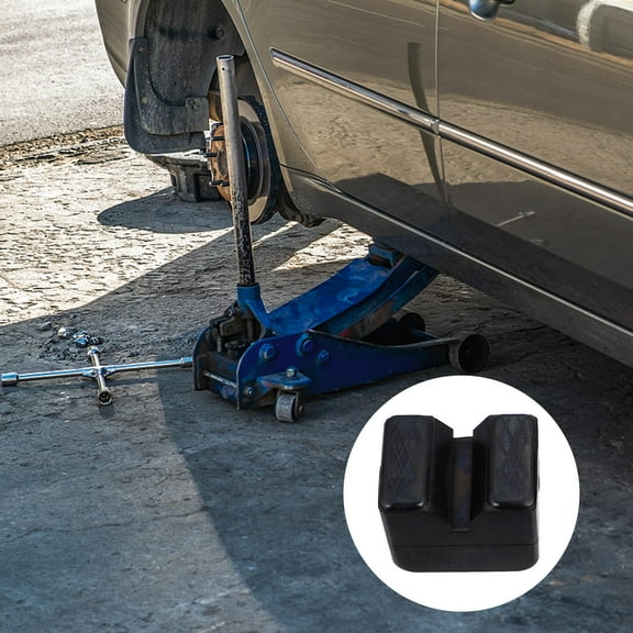 YUYUETIME 4Pcs Slotted Rubber Jack Blocks Anti Slip Jack Support Pads for Vehicle Frame Protection Black