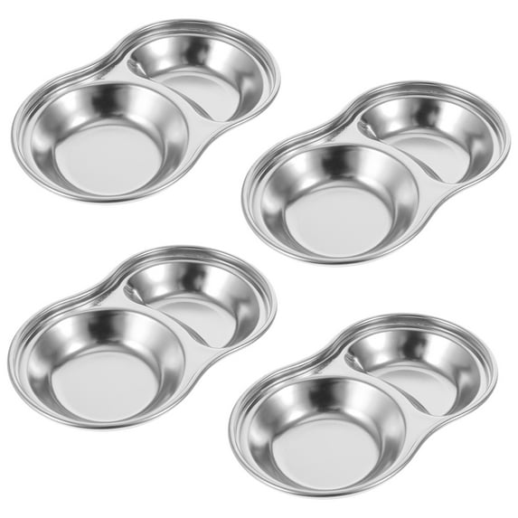 MLINS 4 Pcs Serving Plate Stainless Steel Seasoning Dish Condiment Plates