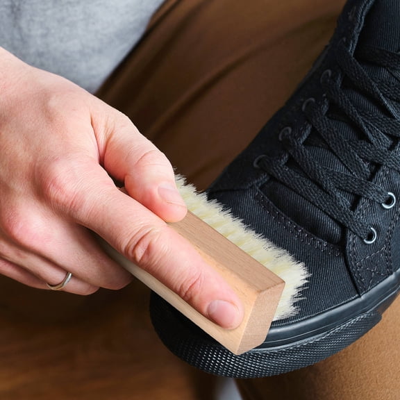 MLINS 4 Pcs Shoe Polish Wooden Handle Plastic Brush Footwear Cleaning Mud