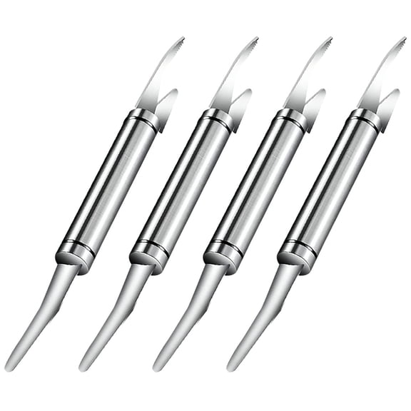 MLINS 4 Pcs Shrimp Cleaner Ergonomic Filleting Multifunctional Line Fish Maw Knife Silver